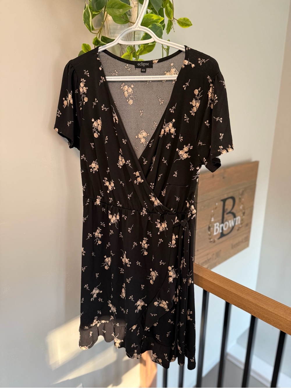 Black Floral Dress - Black with Cream Floral